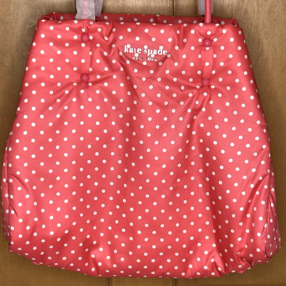 Kate Spade Everything Puffy Dots Large Tote Pink White 15x12x8 Travel Shopping - Picture 3 of 12